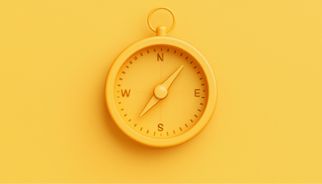 A compass on a pastel background